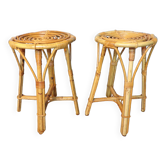 Paire de tabourets en rotin