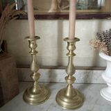 Antique pair of gilded bronze candlesticks