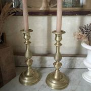 Antique pair of gilded bronze candlesticks