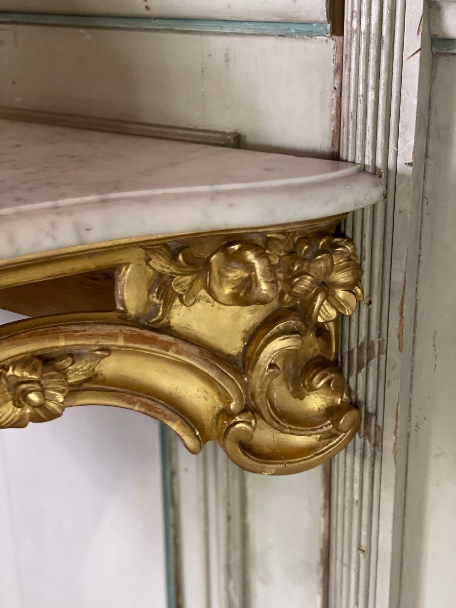 Louis XV style console table in gilded wood, 19th century