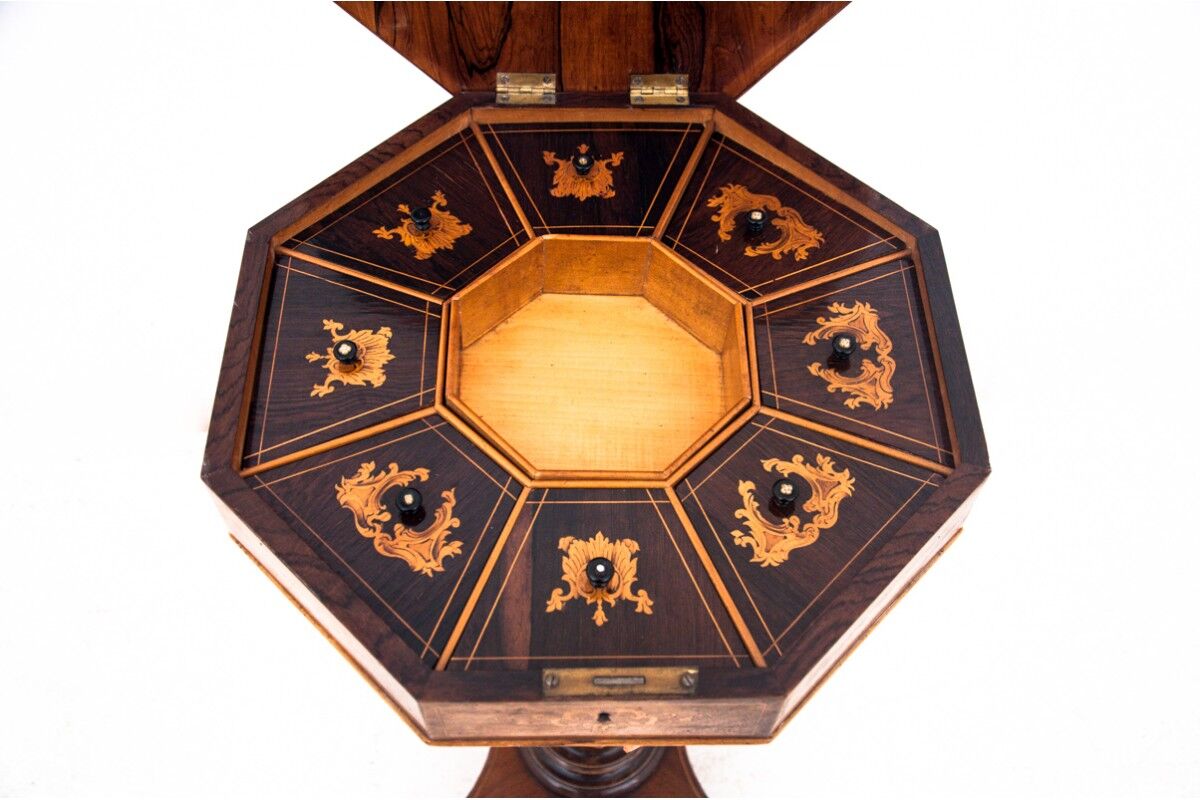 Antique thread table, Northern Europe, late 19th century.