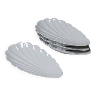 4 white porcelain Limoges shell rococo vintage dishes