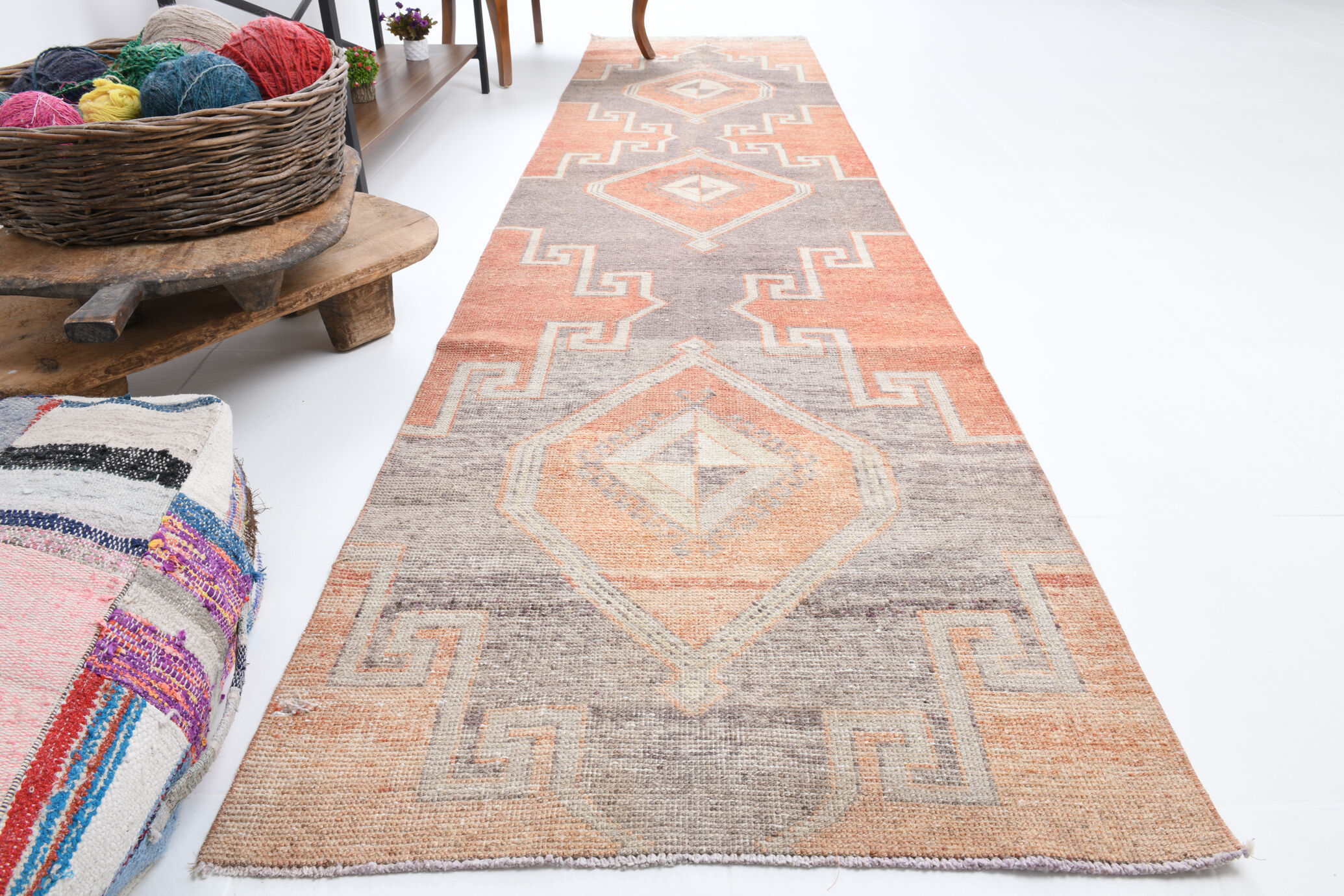 3X11 Oushak Runner Rug, Handmade Runner Rug, 3x11 Runner Rug, 349x86Cm