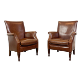 Ensemble de deux fauteuils en cuir vintage Delft