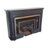Fireplace XVIII° black marble louis XIV style with narrowed and floor slabs