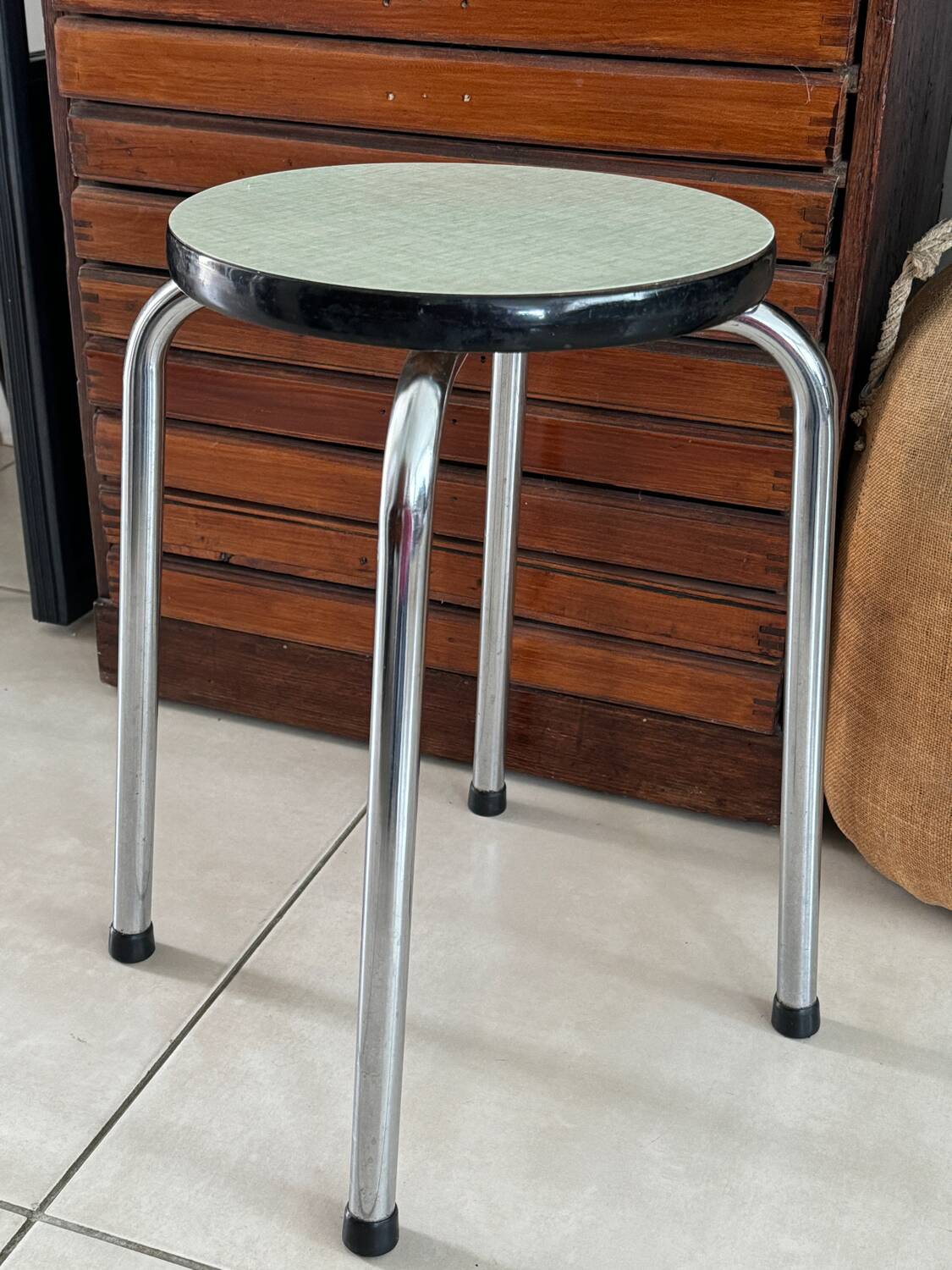 Green formica stool