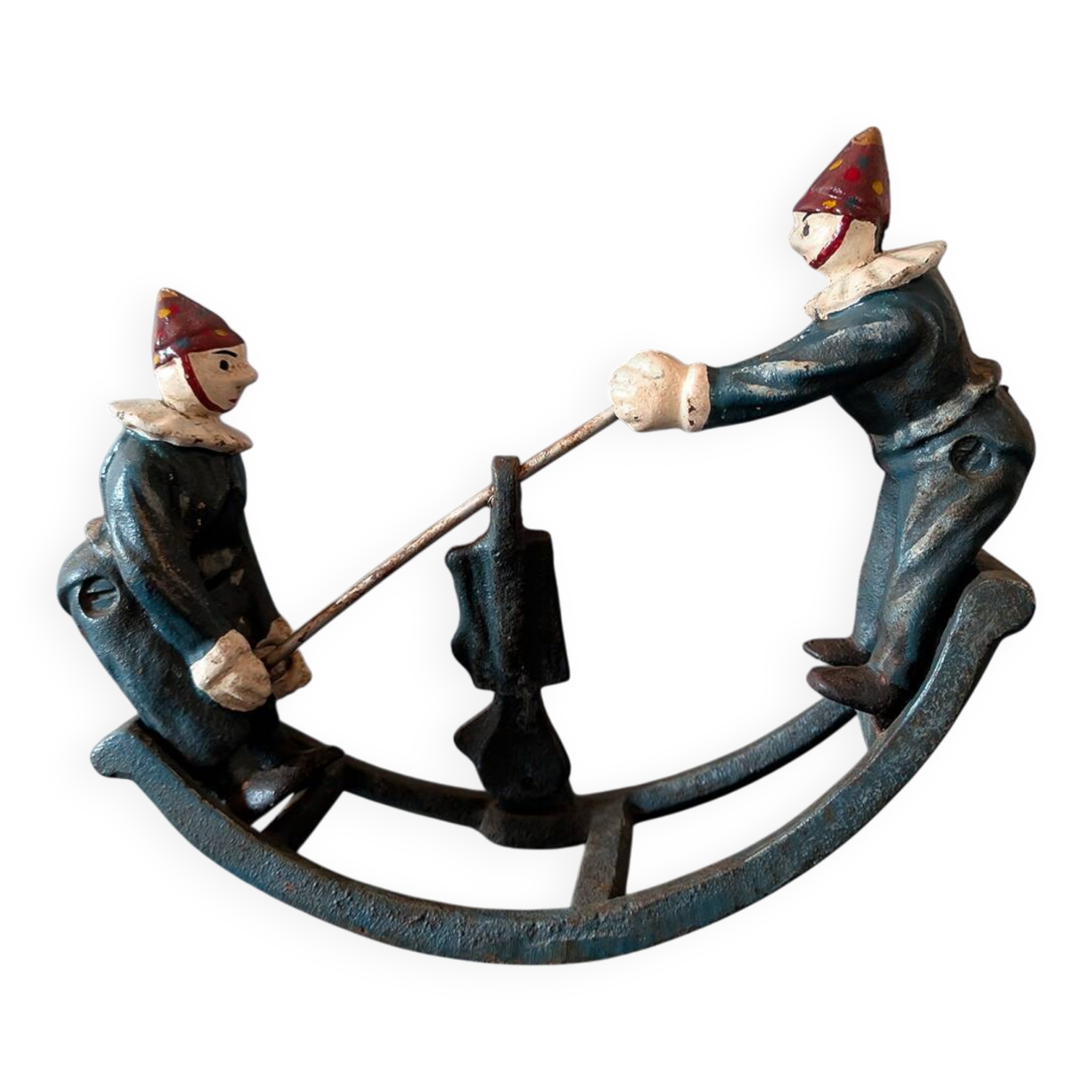 Jouet ancien "Bascule aux clowns en fonte peinte" années 1930