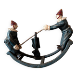 Jouet ancien "Bascule aux clowns en fonte peinte" années 1930