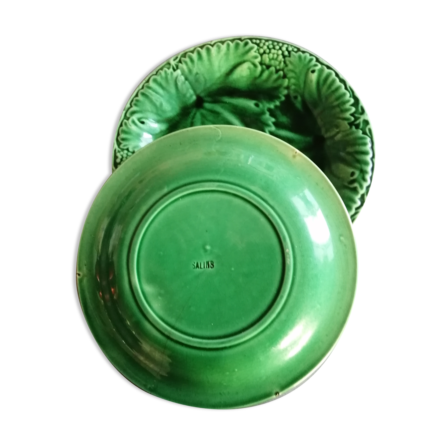 Set of 2 dessert plates, or salins slurry cheese, green,