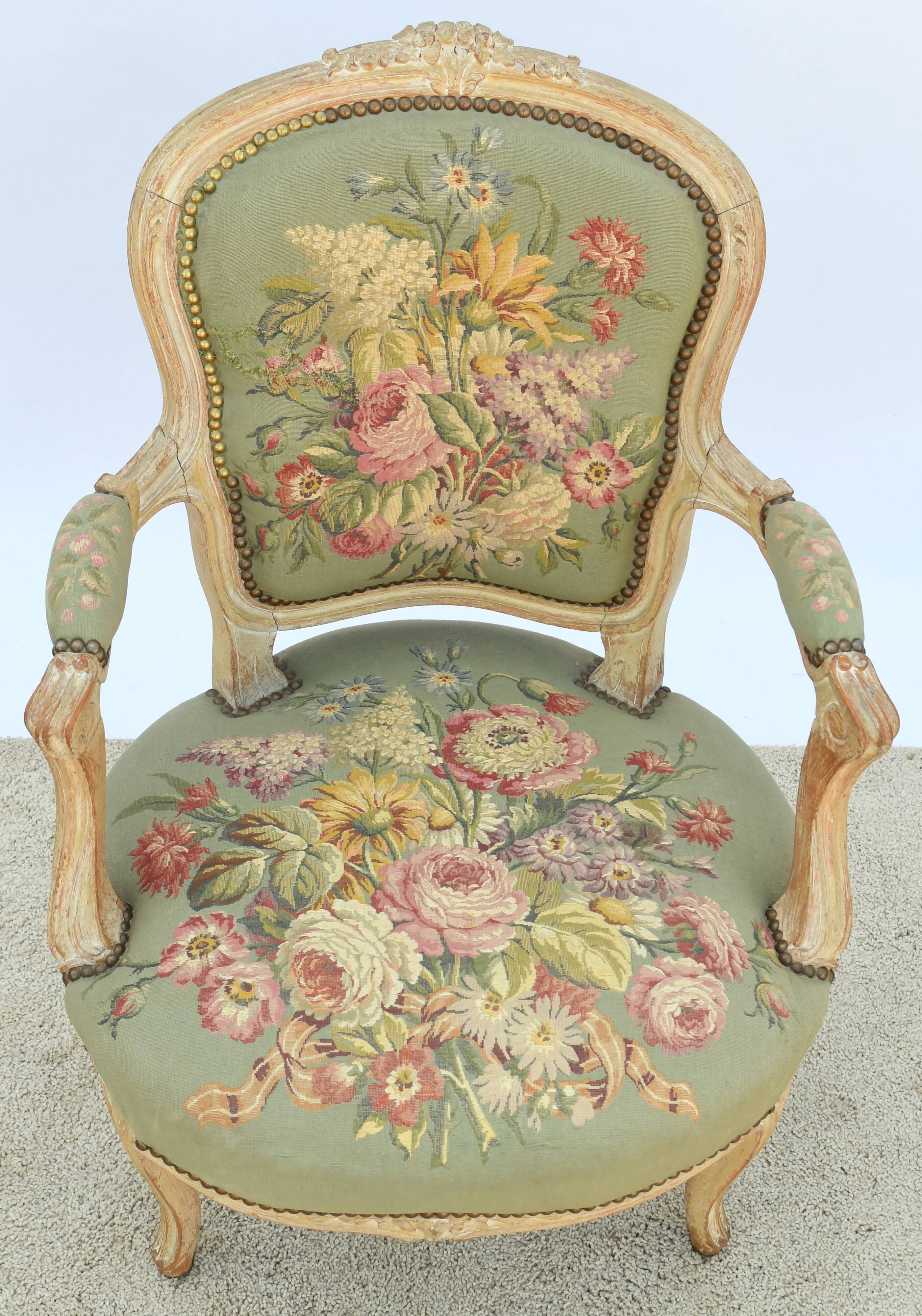 Louis XV style convertible armchair