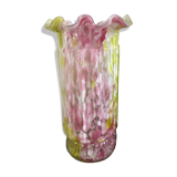 Old Clichy vase blown pink and yellow