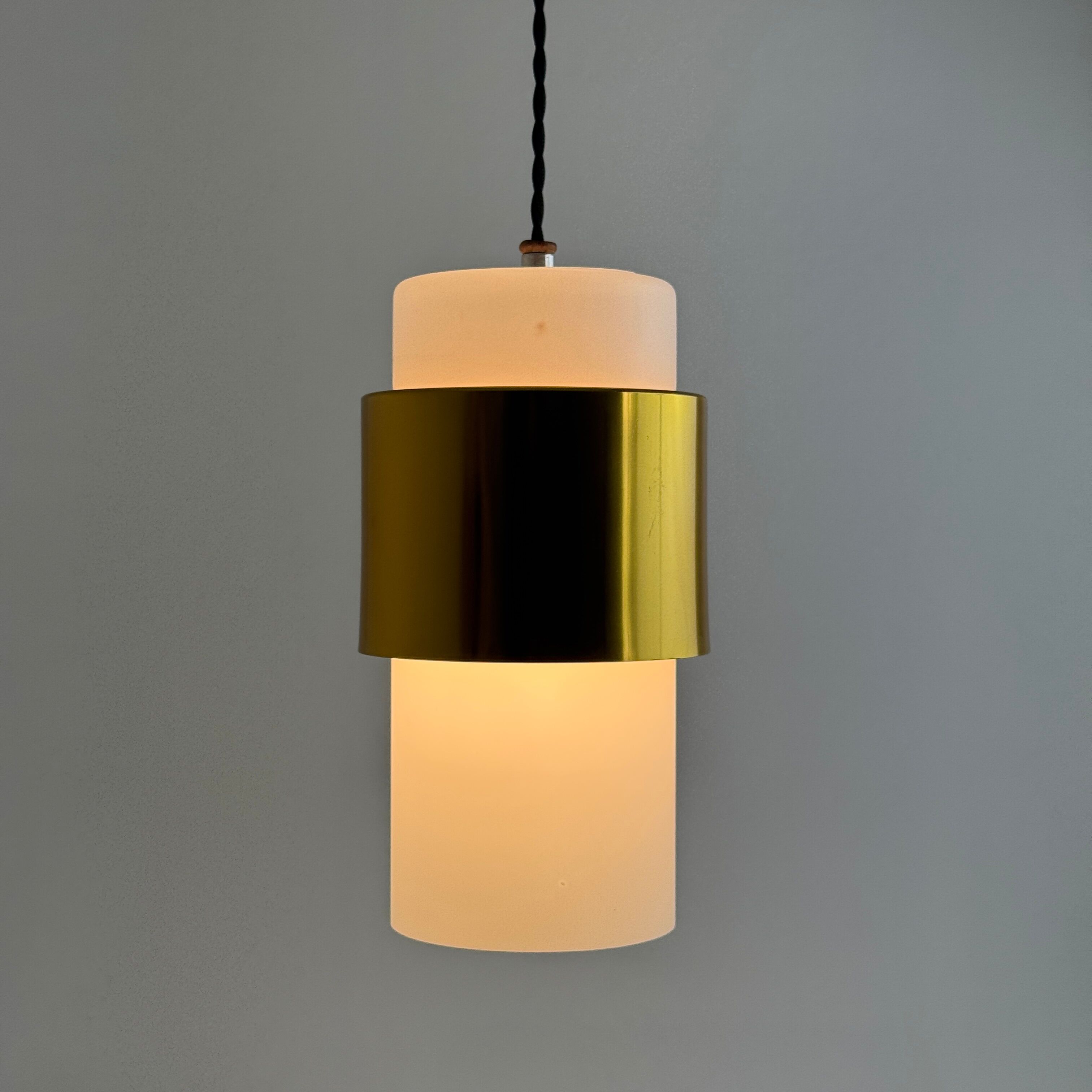 Vintage opaline suspension light from the 1970s