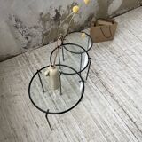 1950s metal and glass nesting coffee tables