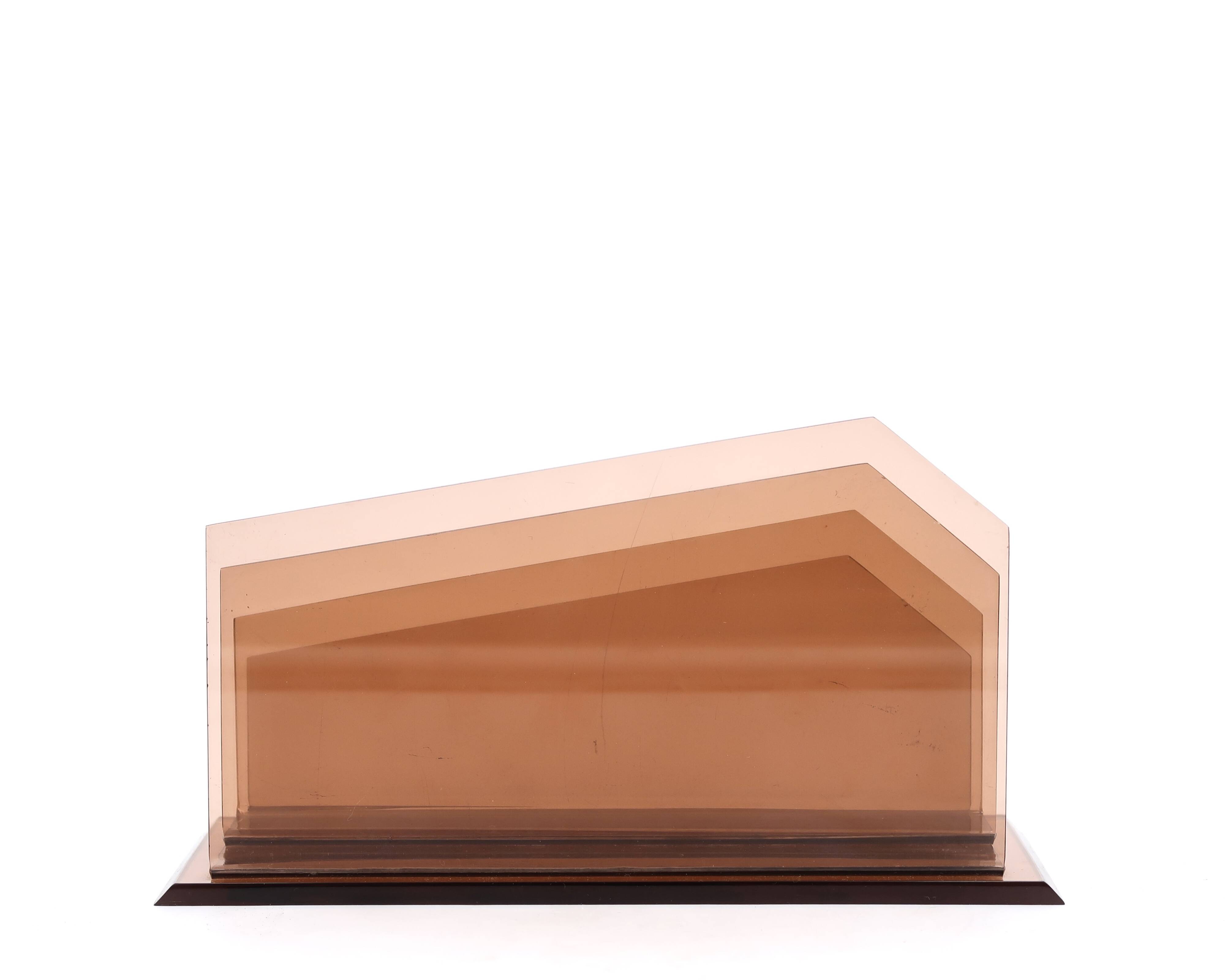 Mail holder in smoked brown plexiglass, 1970s