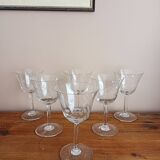 Set of 6 engraved glass stemware glasses