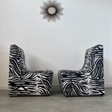 Lot 2 armchairs heating vintage zebra / design 70s