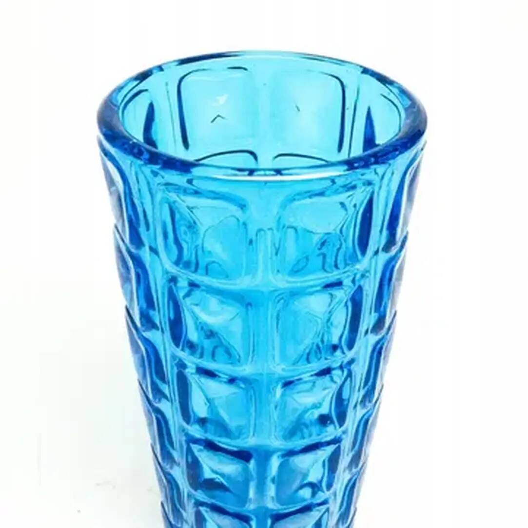 Vase moderne du milieu du siècle, en verre pressé bleu, HSG Ząbkowice, Pologne, années 1970