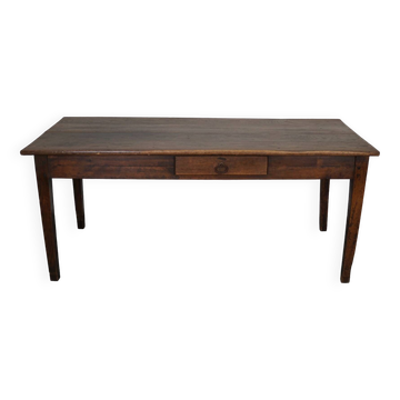 Table de salle à manger de ferme rustique française du 19ème siècle en chêne antique