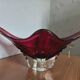 Murano art glass centrepiece bowl, ruby red, Italy, 1970s
