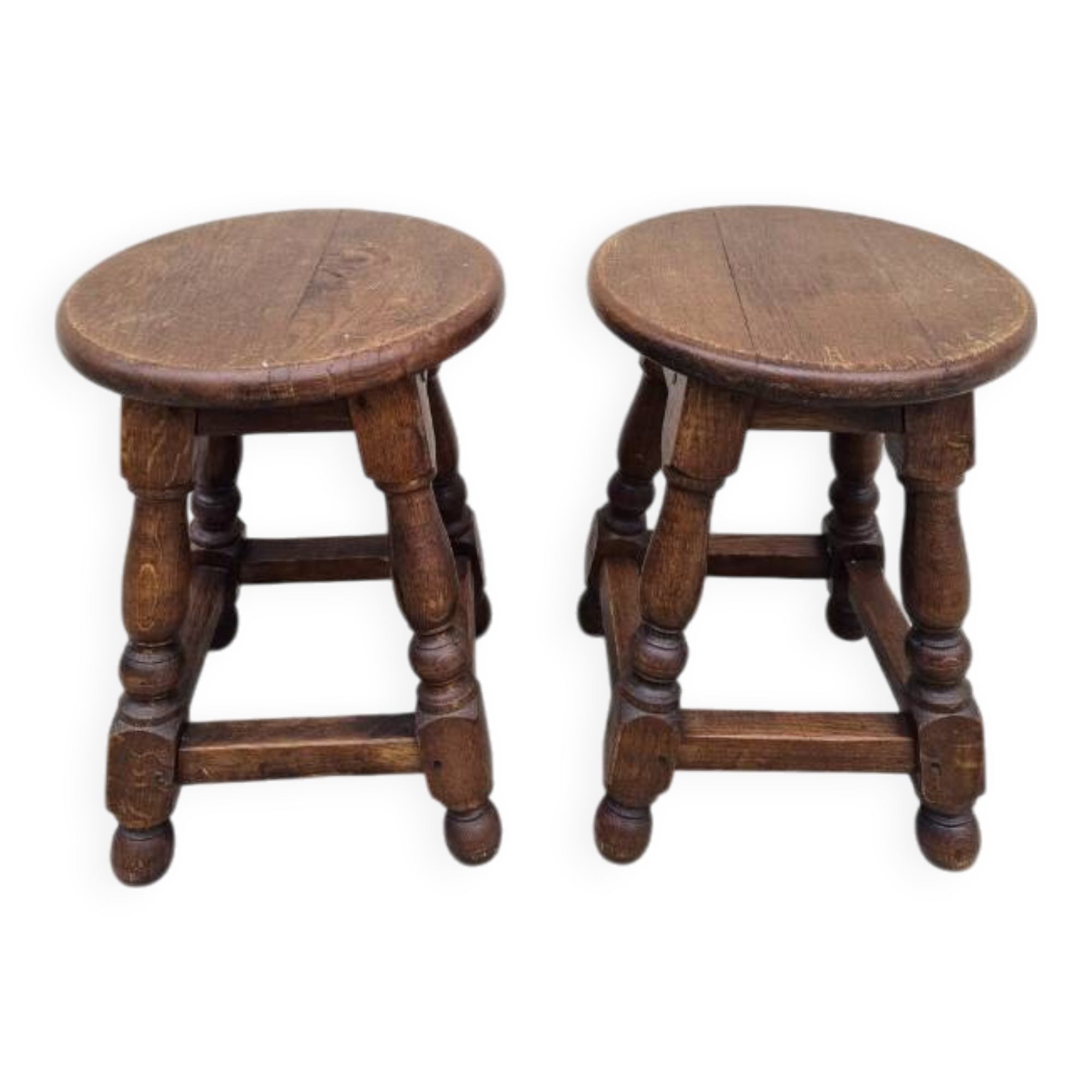 Pair of 19th century solid oak stools