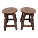 Pair of 19th century solid oak stools