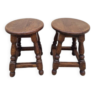 Pair of 19th century solid oak stools