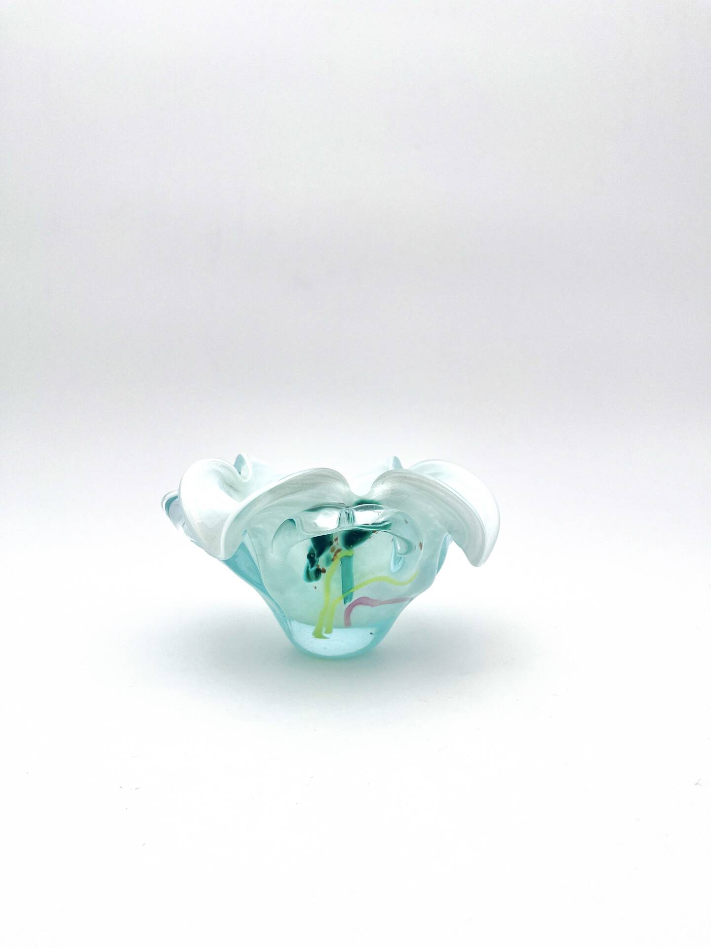 Coupe Studio Glass signed Lubomir Hora Blown Glass Polychrome 80s