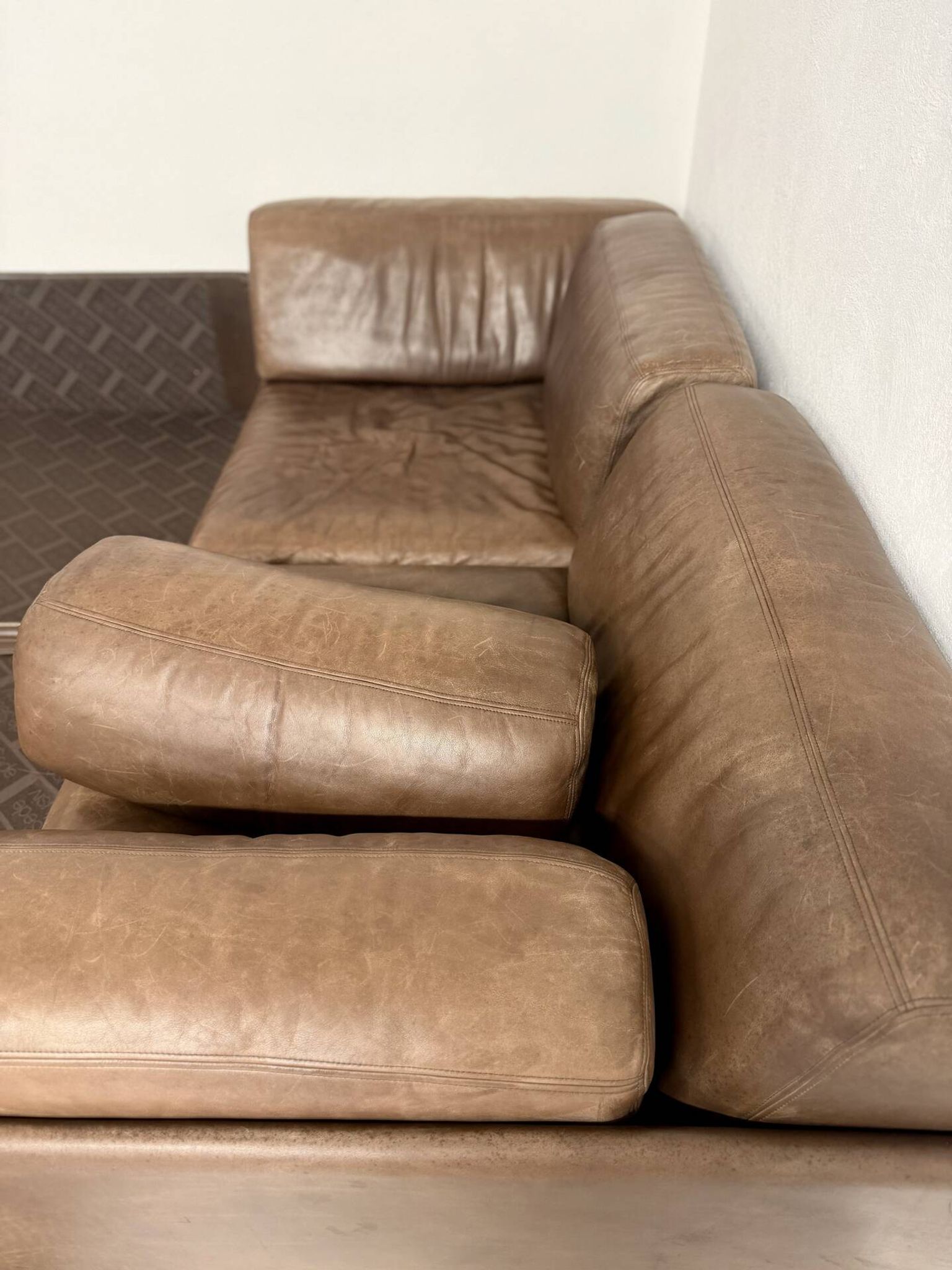 Canapé d’angle modulable DS-76 en cuir marron design De Sede année 80 