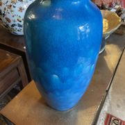 Raoul lachenal ceramic vase with egyptian blue cracked glaze with french baluster