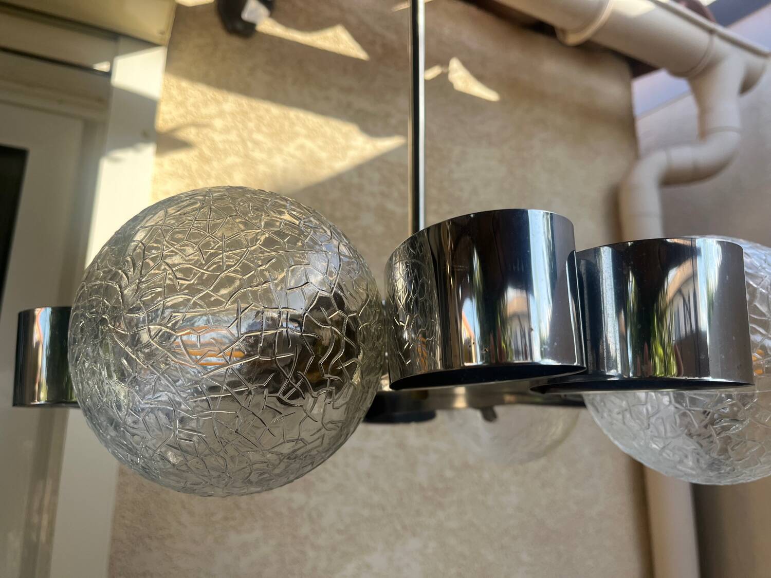 Chrome chandelier Space age 70s