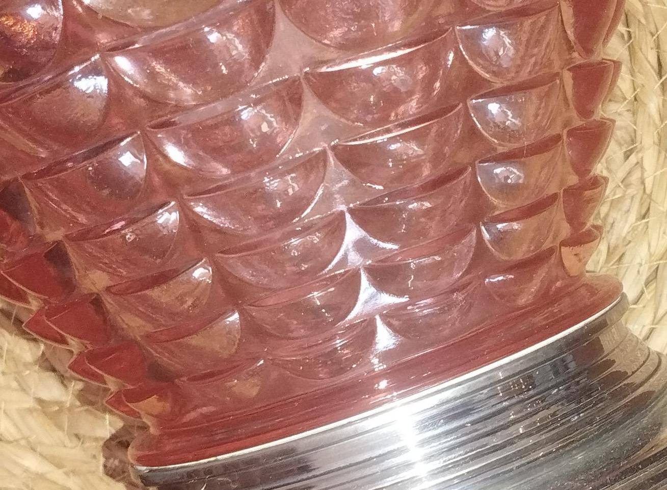 Art Deco cornucopia vase, centrepiece, bowl - blown glass & chrome 1930