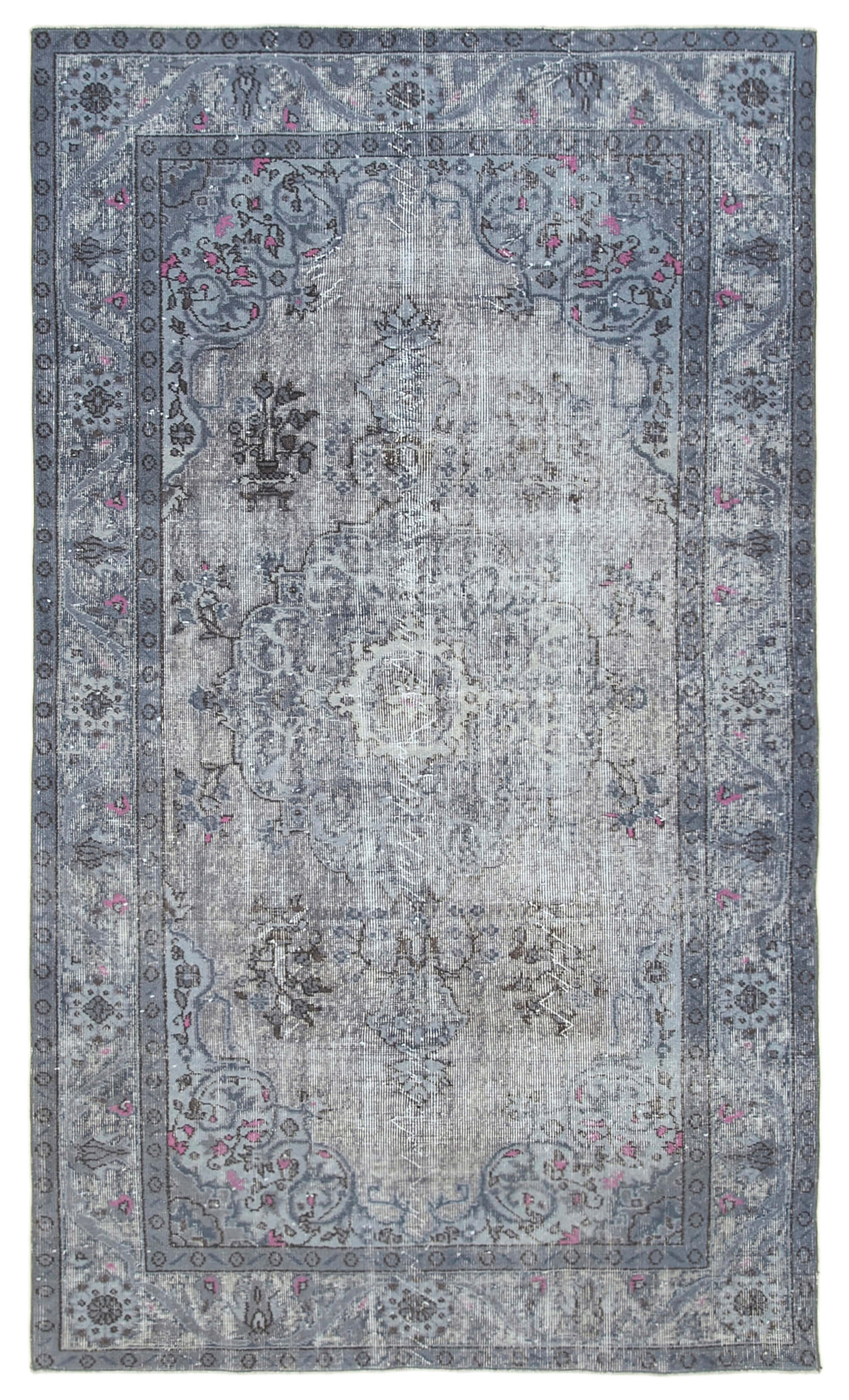 Handmade bohemian turkish 1980s 168 cm x 284 cm grey carpet