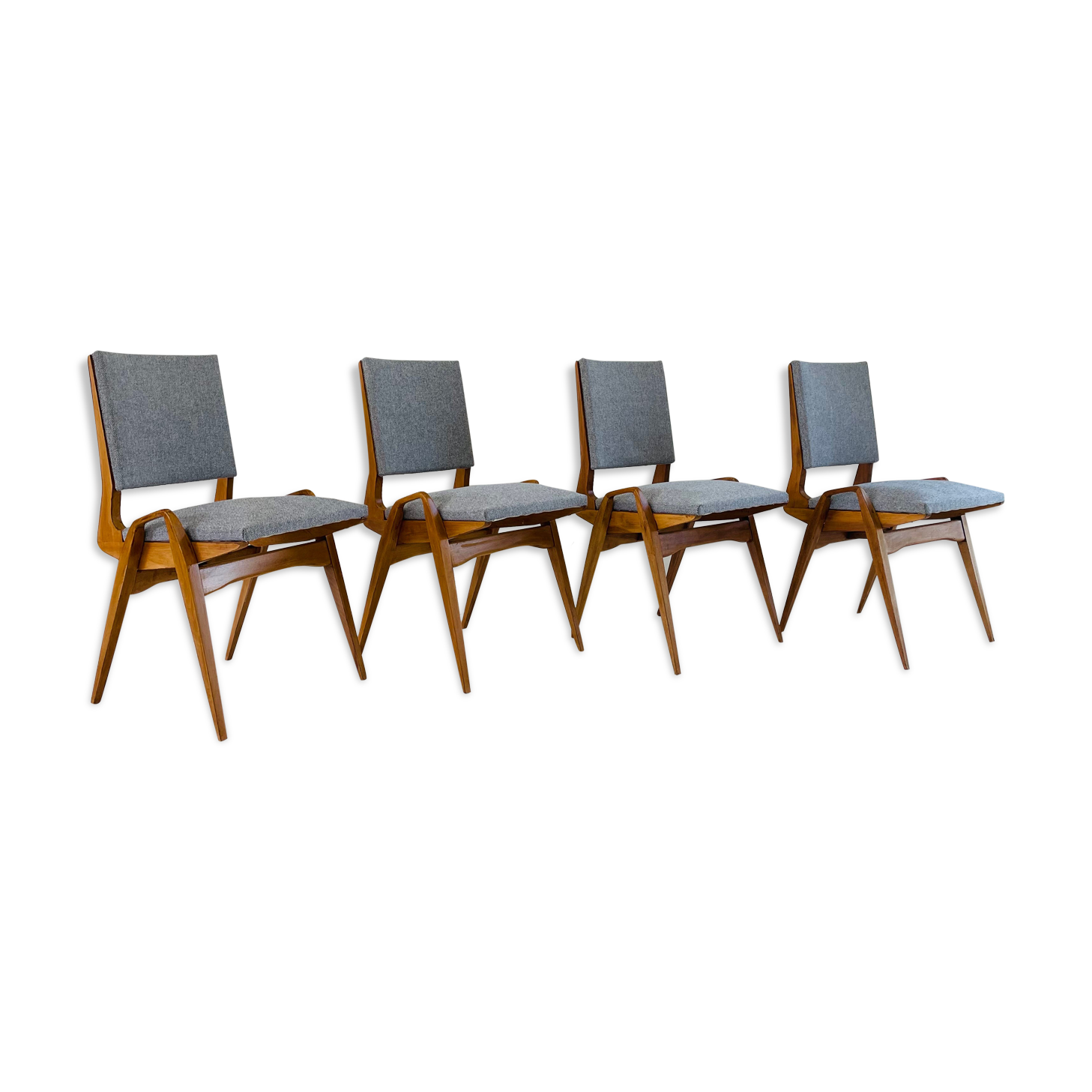 Suite of 4 chairs by Maurice Pre restored 1950