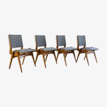 Suite de 4 chaises de Maurice Pré restaurées 1950