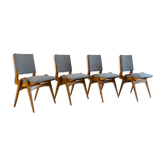 Suite of 4 chairs by Maurice Pre restored 1950