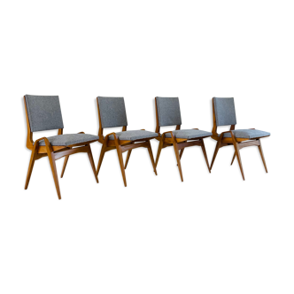 Suite of 4 chairs by Maurice Pre restored 1950