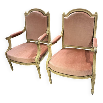 Pair of Louis XVI cabriolet armchairs