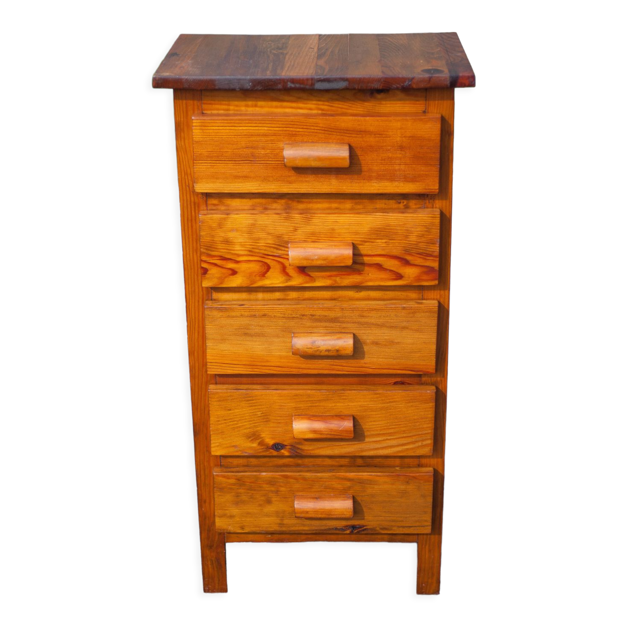 Wooden storage unit with 5 drawers, vintage wooden chest of drawers