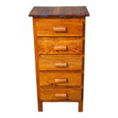 Meuble de rangement bois 5 tiroirs, chiffonnier bois vintage