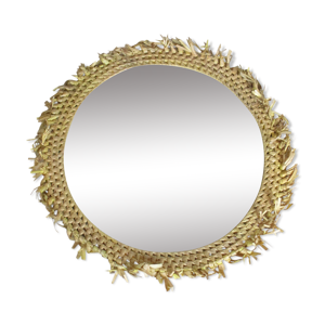 miroir vintage en raphia
