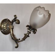 Bronze wall light with opaque glass tulip 1900