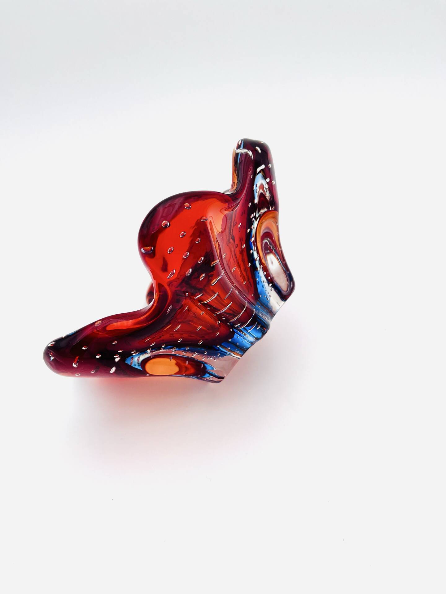 Murano Ashtray - Archimede Seguso - Bullicante - Red Blue Sommerso