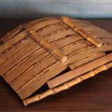 Vintage tray, bamboo, rectangular tray, fruit bowl, basket