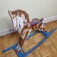 Old rocking horse in painted wood, 50s