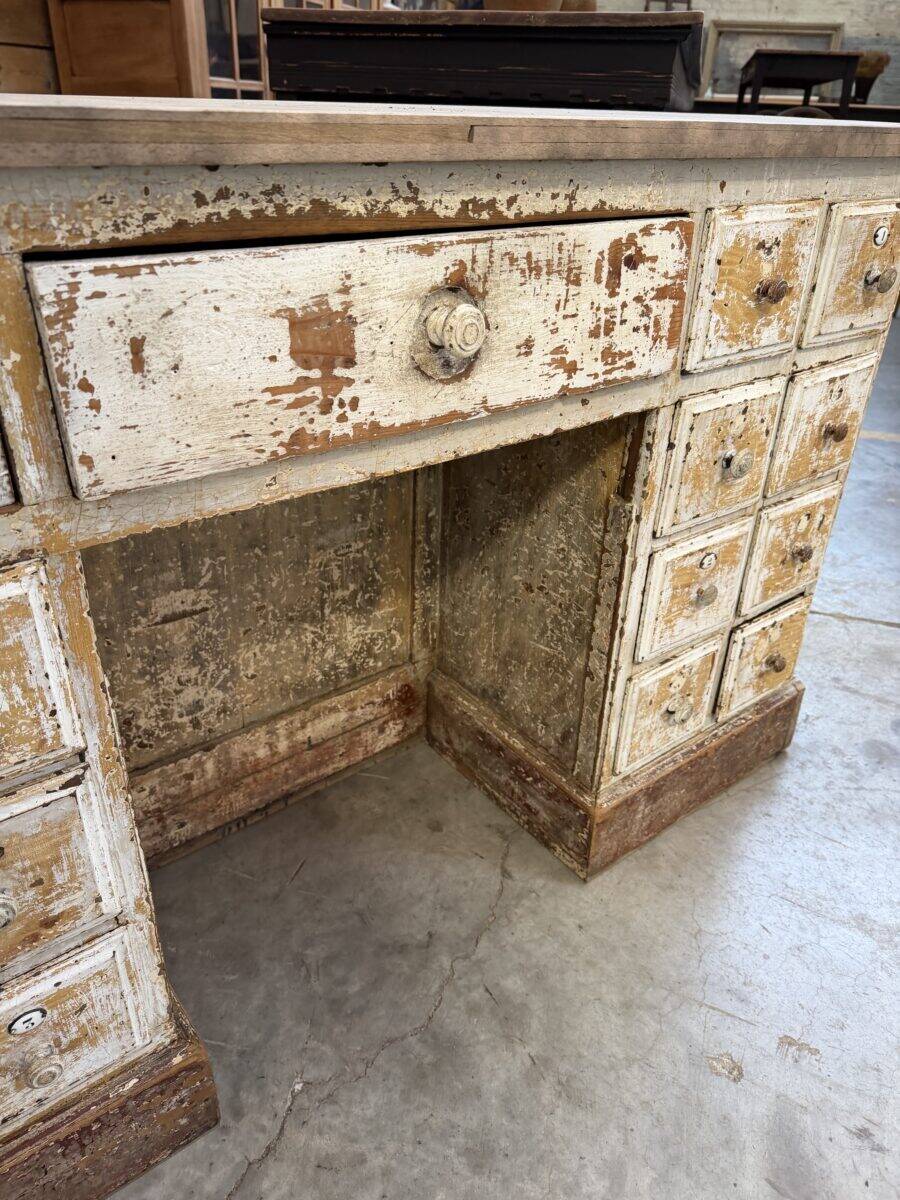Antique barber's furniture from the early 20th century.