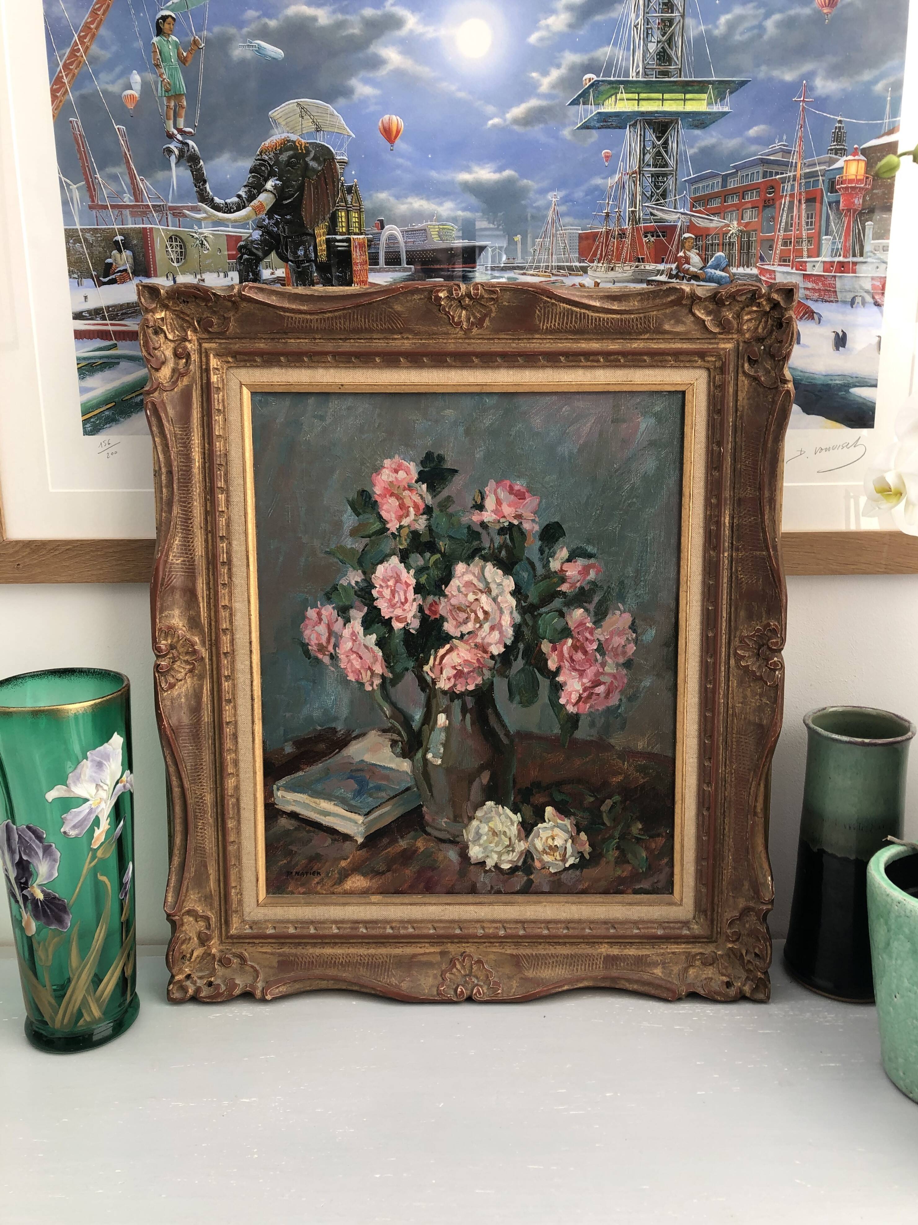 Still life bouquet of flowers oil painting