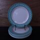 Set of 6 KIFO L'Amandinoise flat plates with green leaf design.