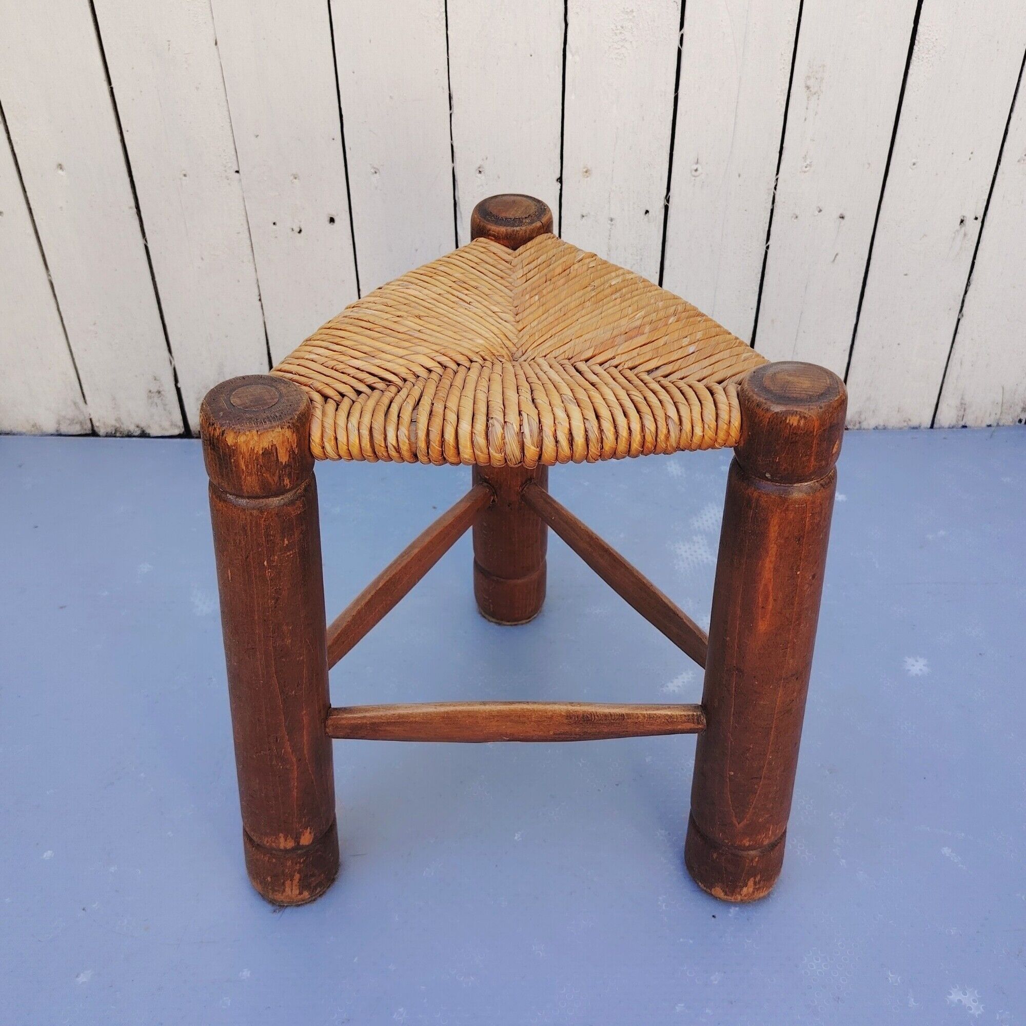 Tripod stools, straw, vintage, folk art