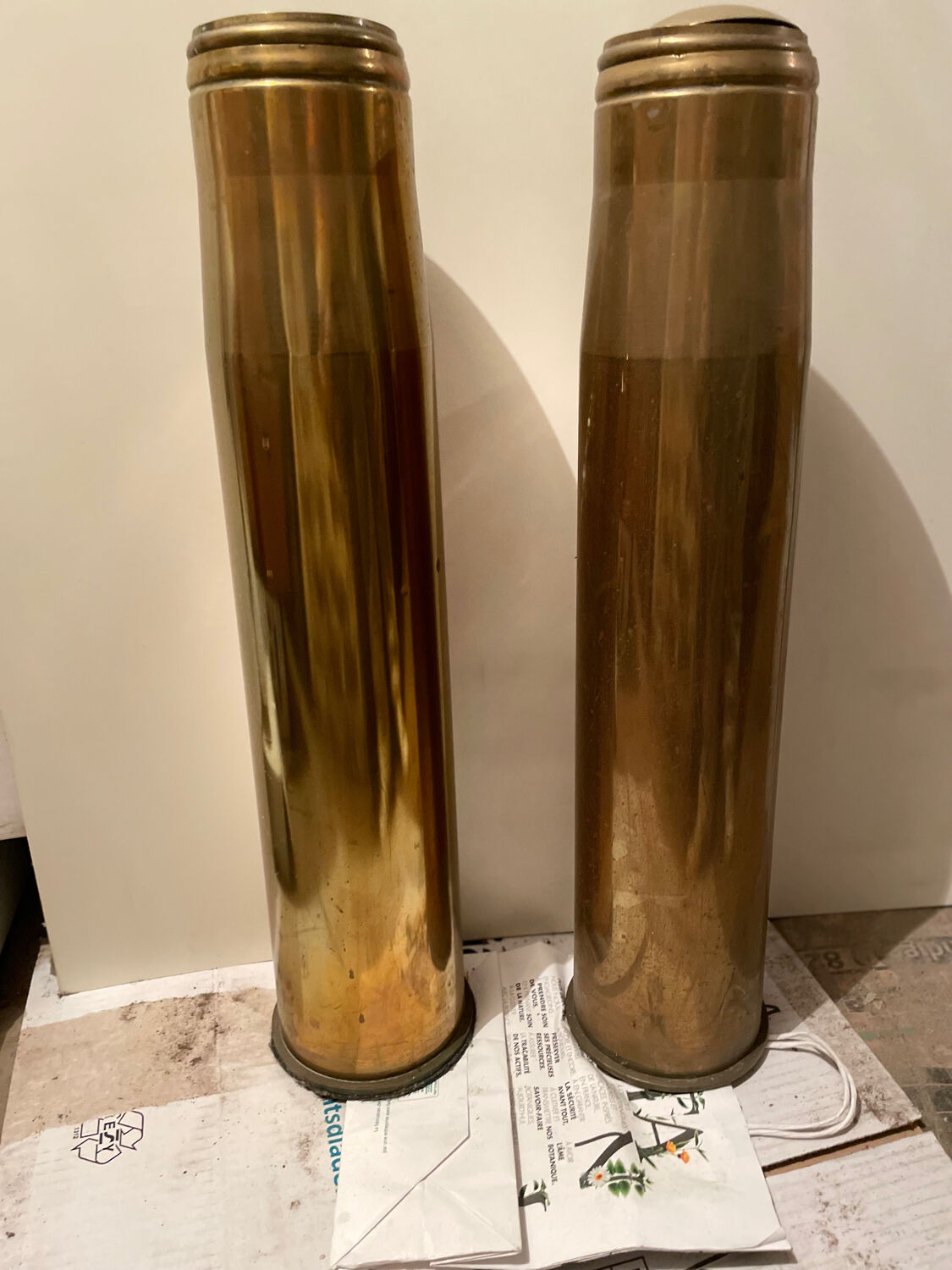 Standing ashtray and vase - brass shell