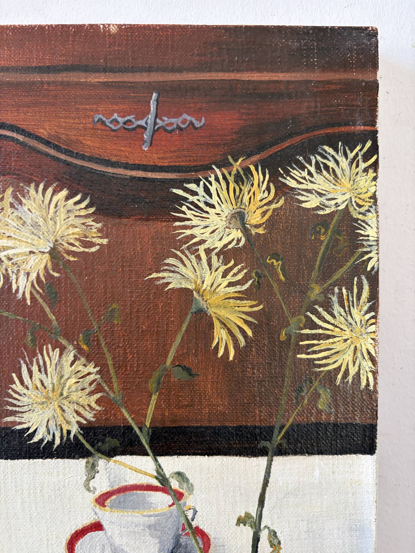 The silverware, still life, oil on canvas signed Burton 1983.